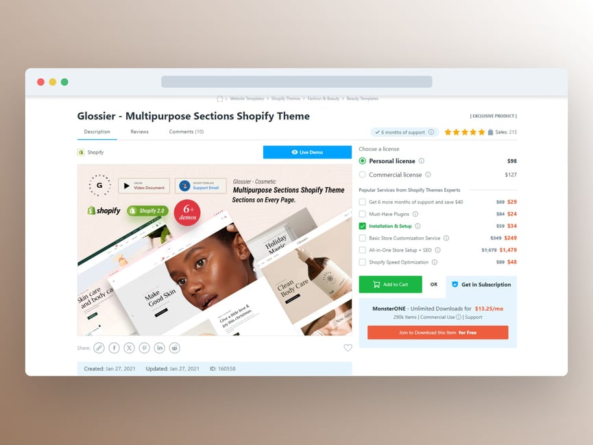 Image showing Shopify's Glossier theme website