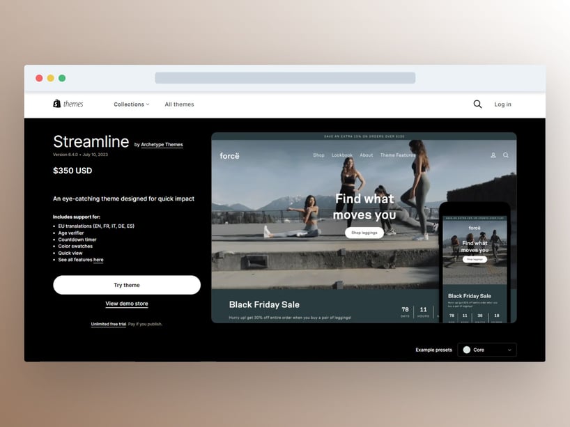Image showing Shopify's Streamline theme
