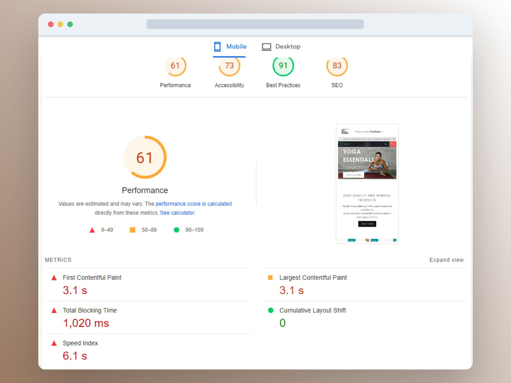 Image showing Shopify's Turbo theme performance rating on mobile